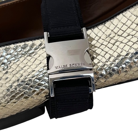 Wales Bonner Ballerina Buckle Flats EU 37 US 7 Lambskin Gold Snakeskin-Embossed - Picture 3 of 12